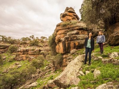 Mother and daughter enjoying a walk through Cocoparra National Park.